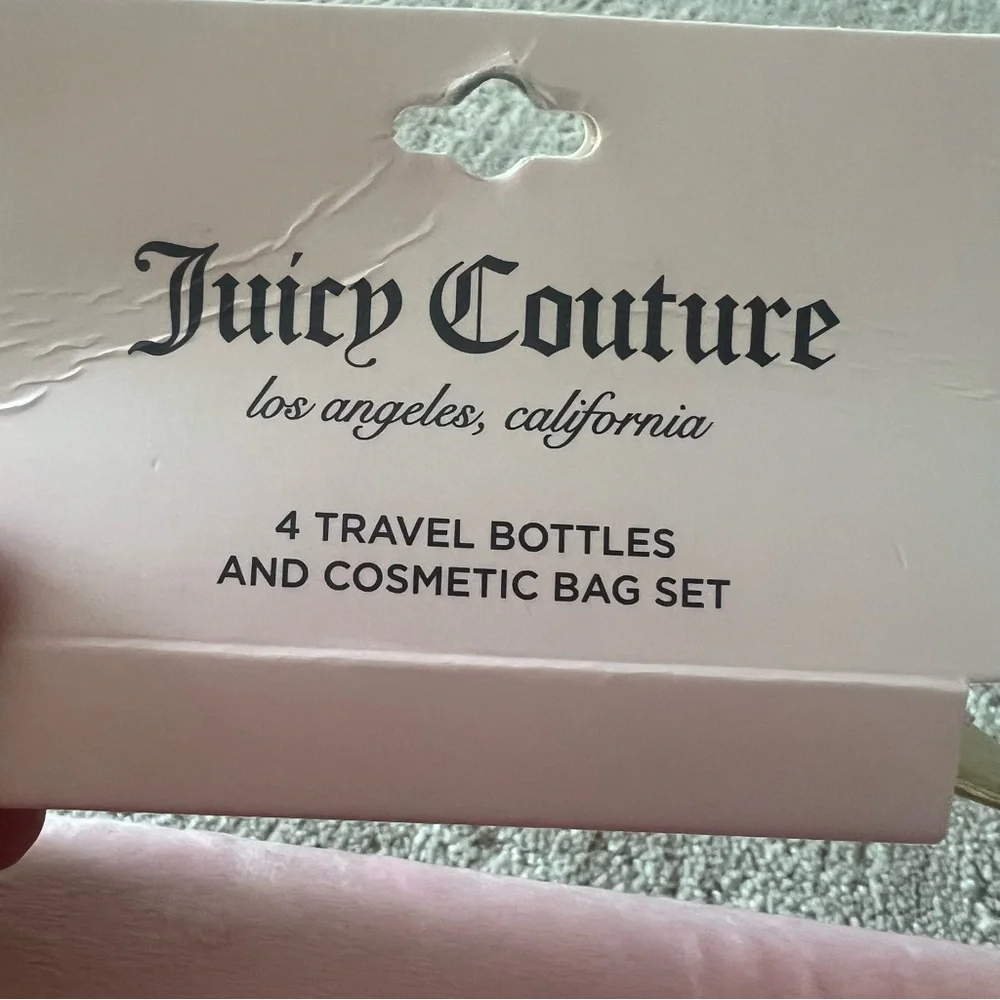 NWT Juicy Couture Travel Set Clear Cosmetic Bag And 4 Bottles TSA approved Y2K